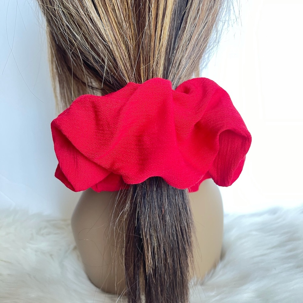 Extra Large red Gauze Scrunchie, Hair Accessories